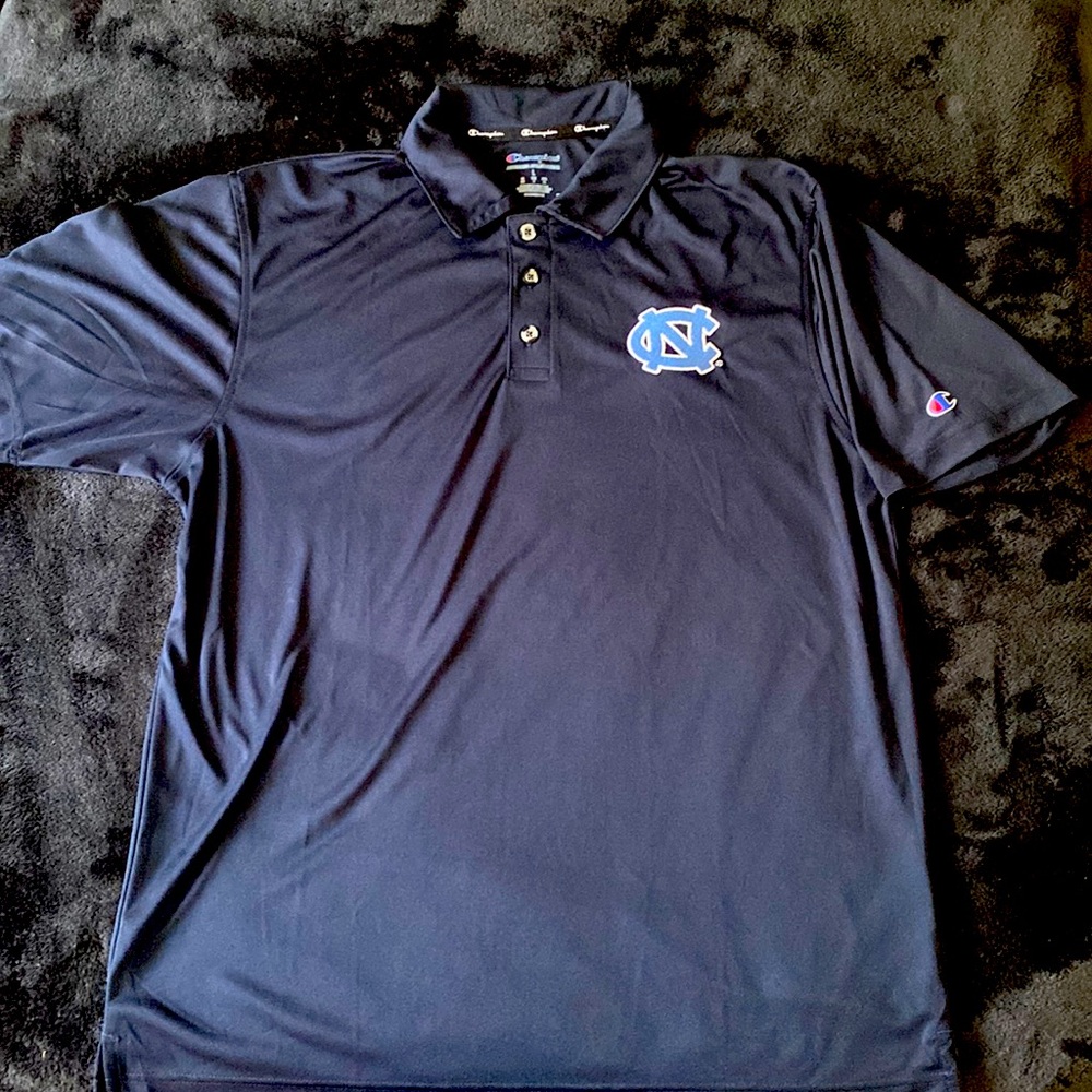 Mens “Champion” UNC Navy Blue Polo (100% Polyester) BRAND NEW w/o tags! Tried on